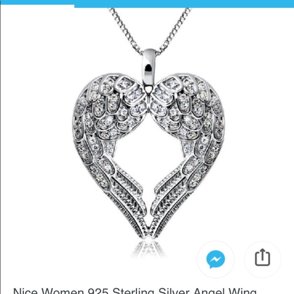 Silver wings heart necklace